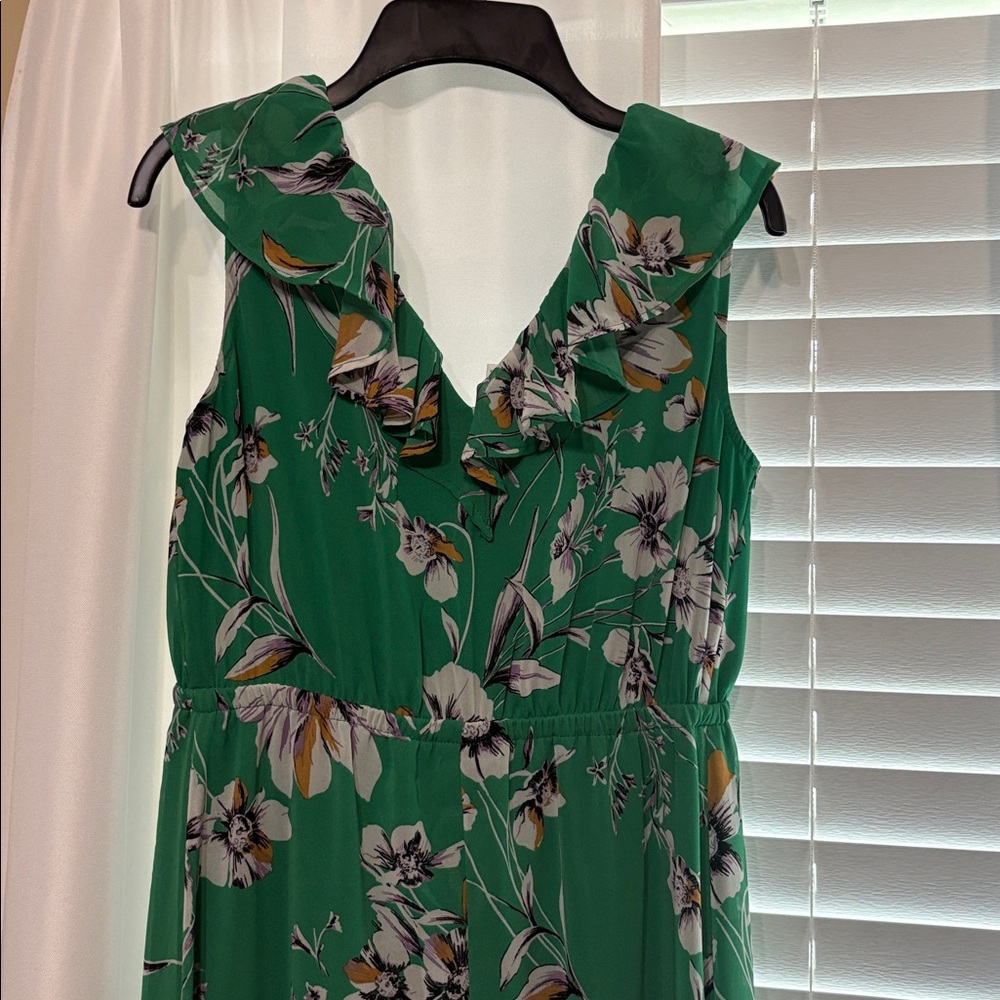 Maurices Green Floral Ruffle V-Neck Maxi Dress - Picture 5 of 6
